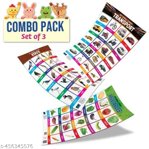 Bookford Publications My small chart Birds, Vegetables & Transport (Set of 3)