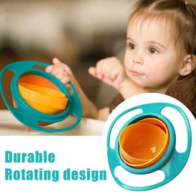 Portable Non Spill Feeding Toddler Gyro Bowl with 360 Degree Rotating Dish