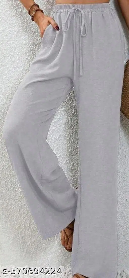 Cotton Blend Solid Trousers for Men, Grey (S)