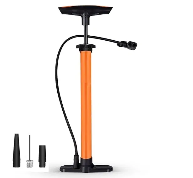 Plastic Bicycle Pump, Orange & Black