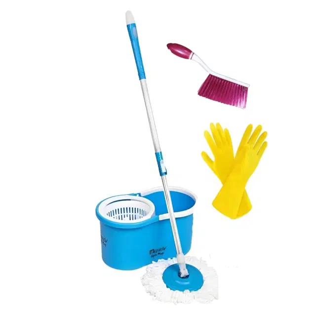 Mop Bucket Set with Cleaning Gloves with Brush, Multicolor, Set of 1