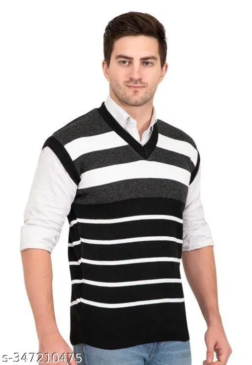 Half Sleeves Sweater for Men (Multicolor, M)
