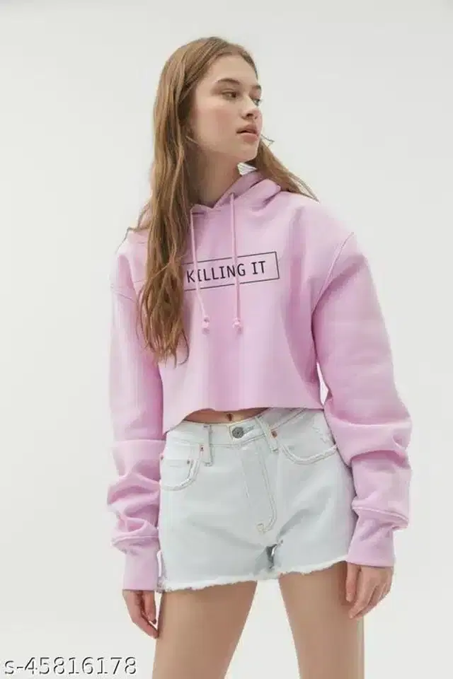 Fleece Sweatshirt for Women (Pink, XS)