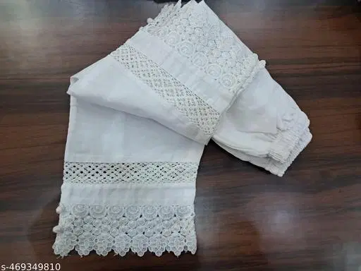 Cotton Solid Salwar for Women, White (XXS)