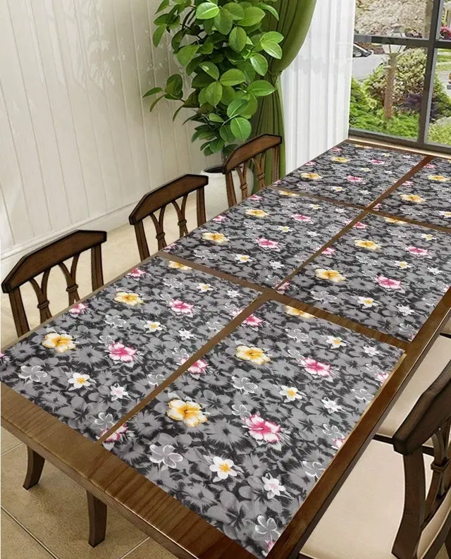PVC Printed Dining Table Placemats, Multicolor, 30x45 cm, Pack of 6