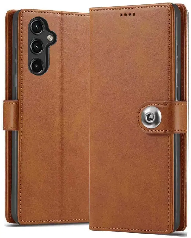 Artificial Leather Mobile Flip Cover for Samsung A17 5G (2025) (Brown)