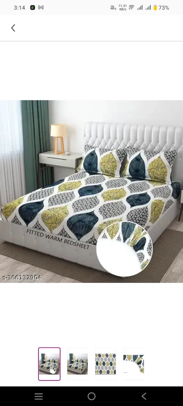 Fleece Floral Fitted Bedsheets with Two Pillow Covers, Multicolor, 78x72x8 Inches