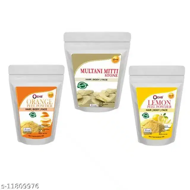 OEHB Mitti with Orange & Lamon Leaf Powder, 50 g, Pack of 3