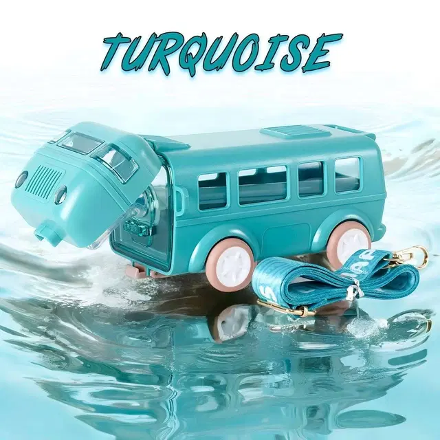 Plastic Bus Shape Sipper Bottle for Kids, Multicolor (1000 ml)