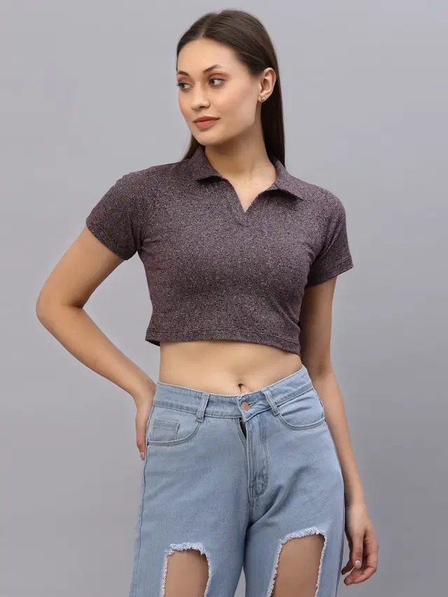 Pure Cotton Solid Top for Women (Dark Grey, XL)