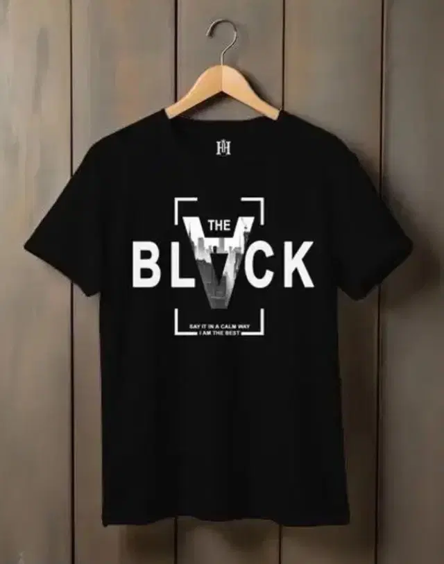 Round Neck Printed T-Shirt for Men, Black (XL)