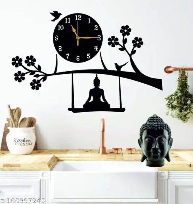 Wooden Wall Clock for Home, Black