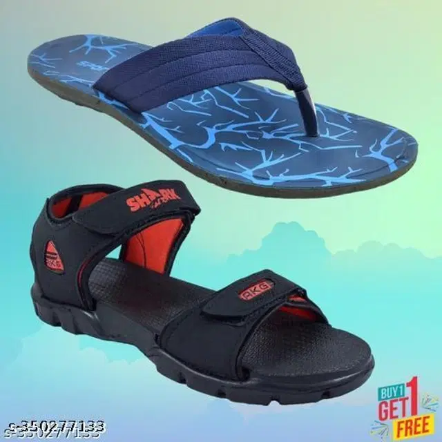 Sandal with Flipflop for Men, Pack of 2 (Multicolor, 10)