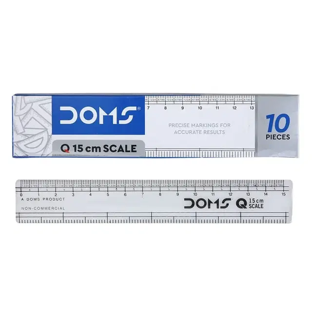 DOMS Q Series 15 cm Transparent Scale | Precise Marking For Accurate Results Ruler, White, Pack of 10