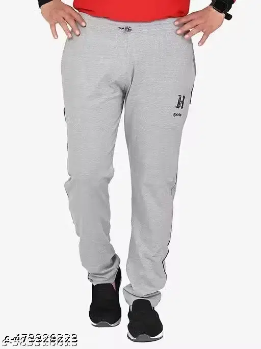 Cotton Blend Printed Trackpant for Men, Grey (30)