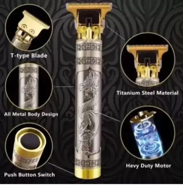 T9 Rechargeable Professional Hair Trimmer for Men & Women, Gold & Silver