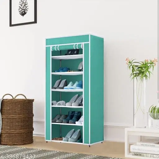 PVC 6 Layer Collapsible Multipurpose Rack, Sky Blue