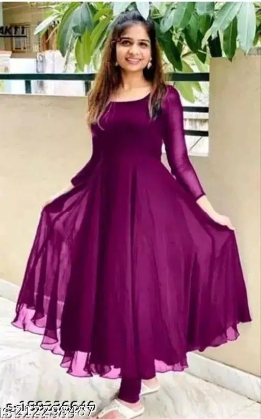 Georgette kurti for Women,  Purple  (XXL)