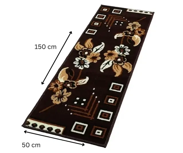 Alaqsa Traditonal Floral Bed runner (24x72 Inch) Brown Pack of 1
