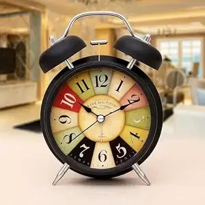 SimpleHome Retro Twin Bell Alarm Clock Night Light Function And Battery Operated (Multicolor)