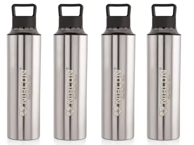 Stainless Steel Insulated Single Wall Water Bottle, Pack of 4, Silver, 900 ml