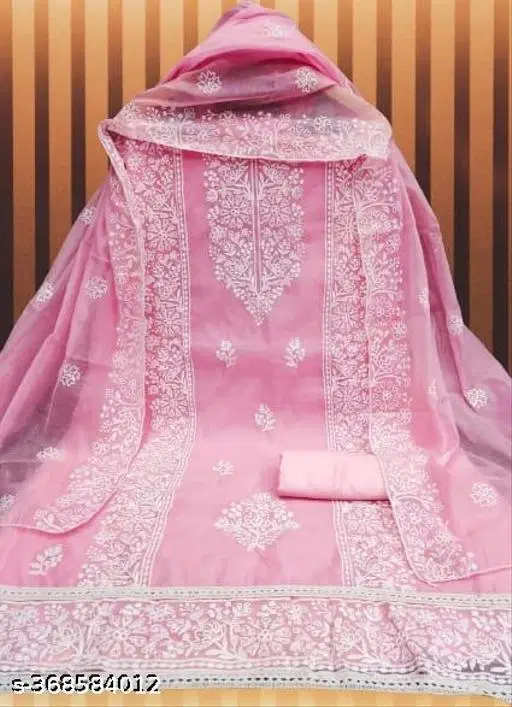 Embroidered Floral Patiala Suits for Women (Pink, Un Stitched)