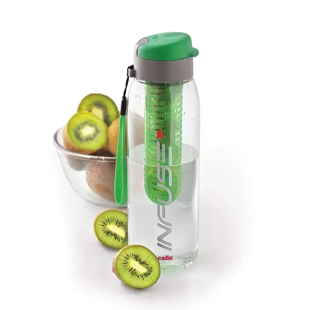 Cello Infuse Bottle, 800 ml, Green | BPA-Free & Food-Grade | Leak-Proof Cap