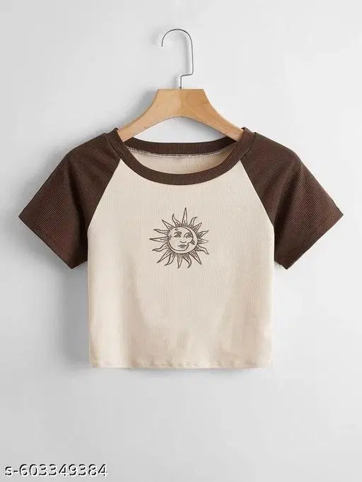 Cotton Blend Printed tops for Women, Green (XS)