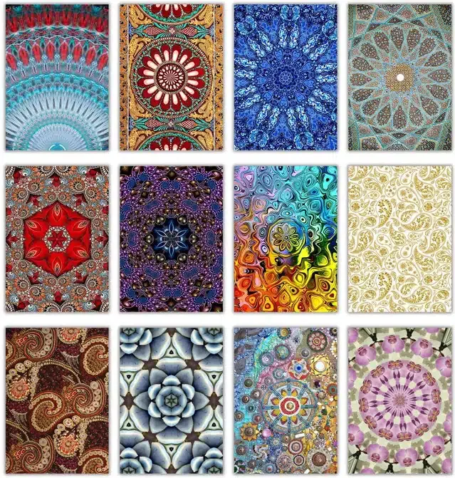 Designer Blank Greeting Cards, Multicolor, Pack of 12