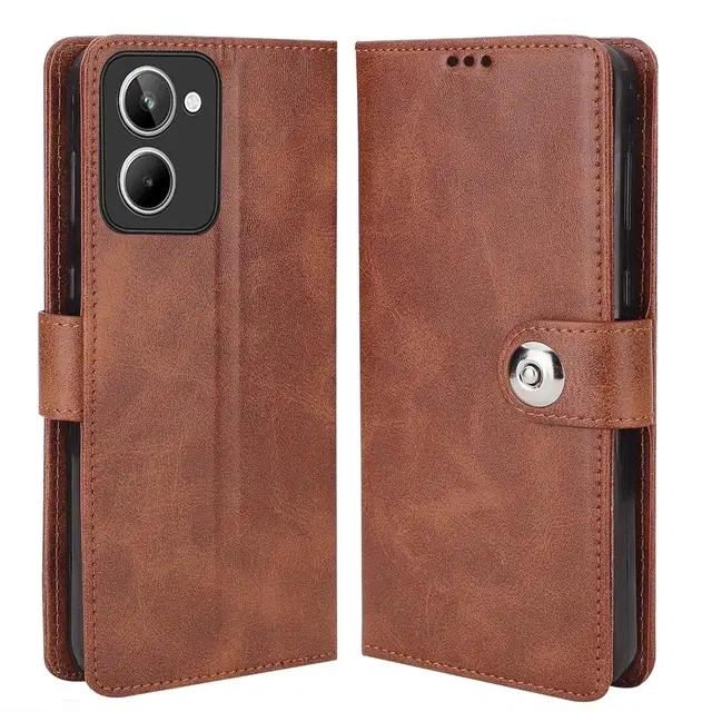 Artificial Leather Mobile Flip Cover for Vivo Y03, Brown