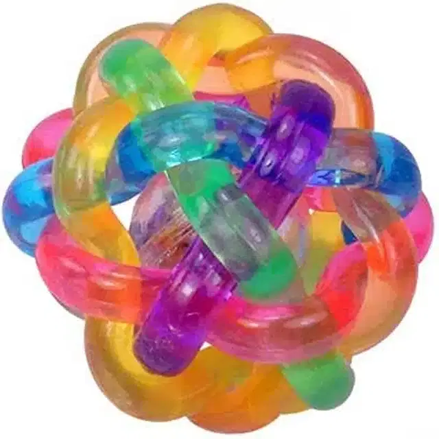 Silicone and Latex Squeaky Rainbow Woven Balls for Dogs, Multicolor, Set of 1