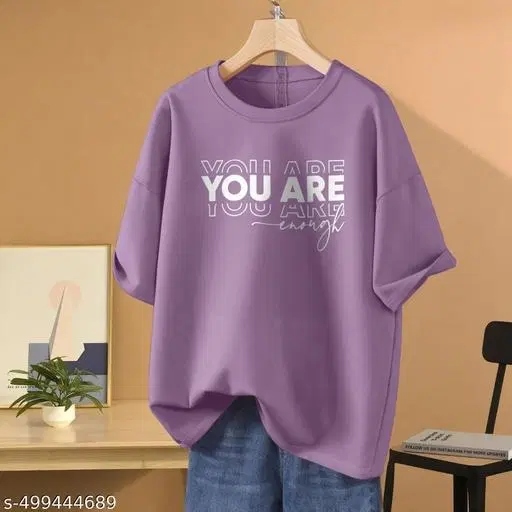 Cotton Blend Printed T-shirt for Women, Purple (XXS)