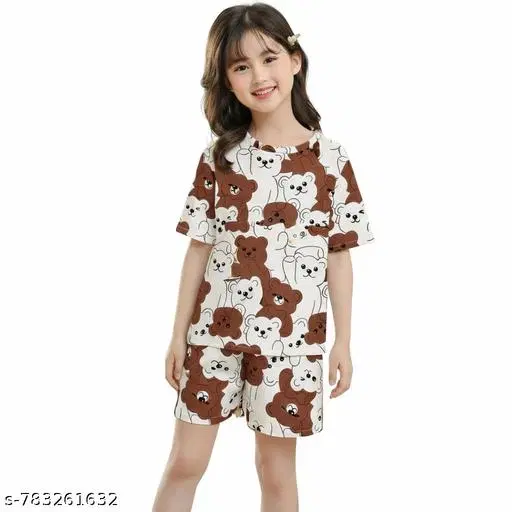 Night Suit for Girls (White, 11-12 Years)
