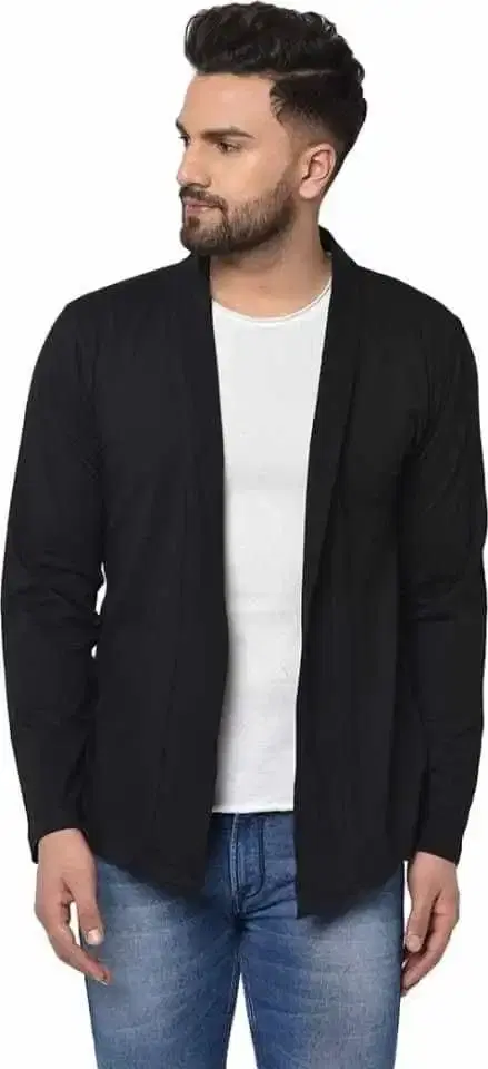 Glito Mens Solid Cardigan (Black, S)