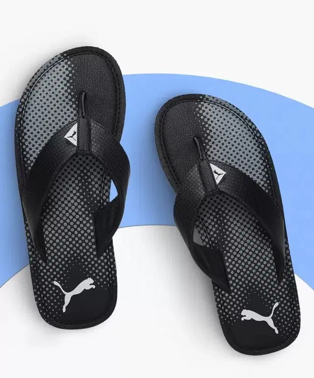Flip Flops for Men (Black & Grey, 11)