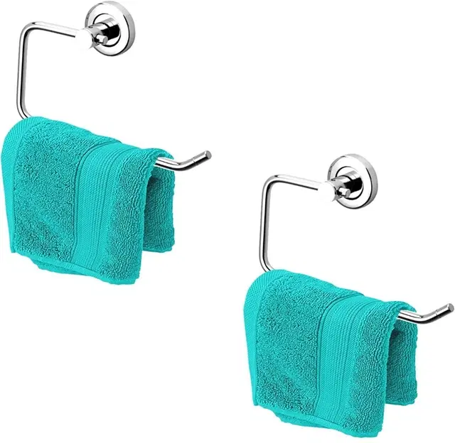 Stainless Steel Multipurpose Towel Ring with Wall Flange, Silver, Set of 2