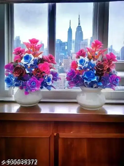 Plastic Artificial Flowers, Multioclor, Pack of 2