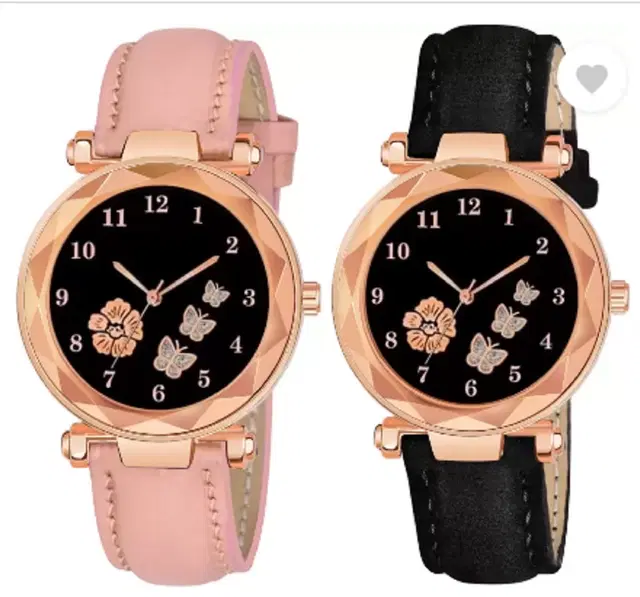 Analog Watch for Women & Girls, Pack of 2 (Multicolor)
