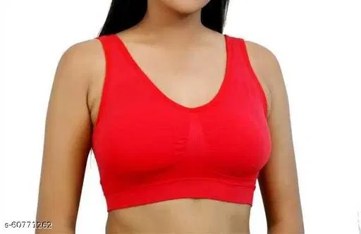 Viscose Spandex Sports Bra for Women, Red (30B)