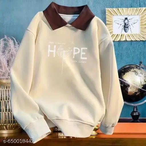 Fleece Sweatshirt for Women, Beige (XXS)