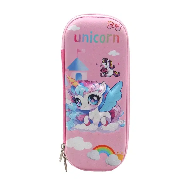 3D Cloth Unicorn Cartoon Storage Pouch, Pencil Case For School Kids Multicolor Compartment unicorn 2, Pack of 1