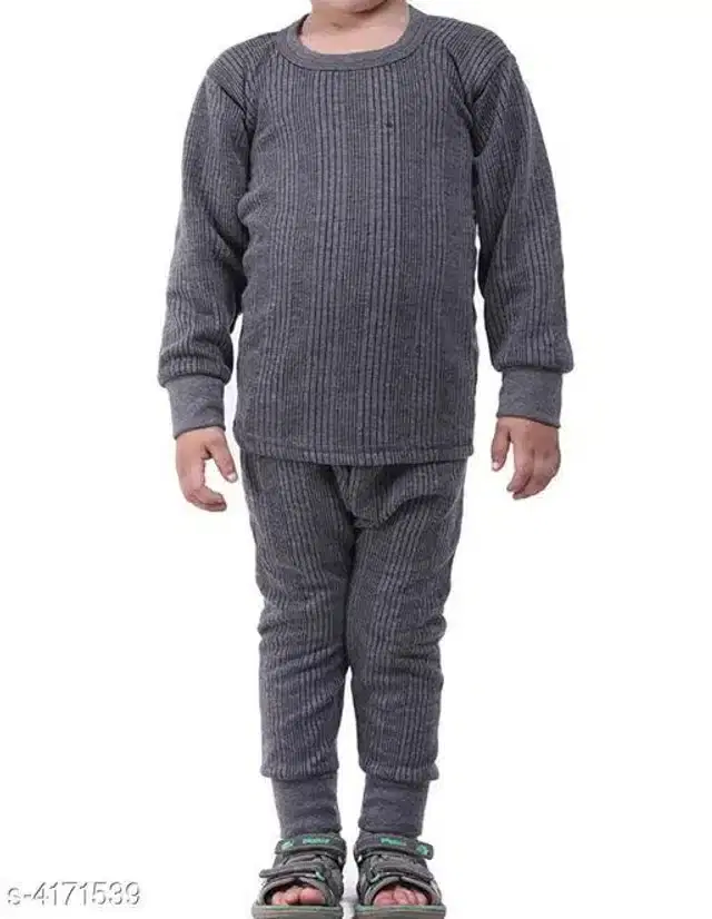 Woolen Thermals Set for Boys, Set of 1 (Dark Grey, 2-3 Years)