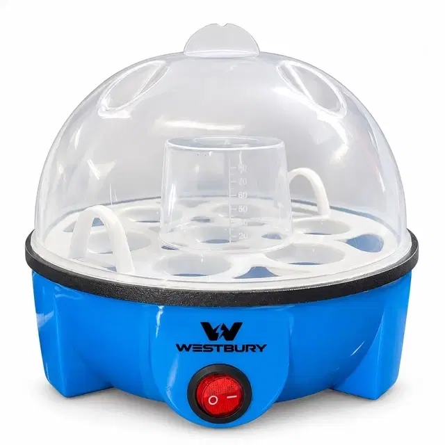 Westbury EggPro 350W Electric Egg Boiler, 7 Eggs, 3 Boiling Modes [Blue, 1 Year Warranty]
