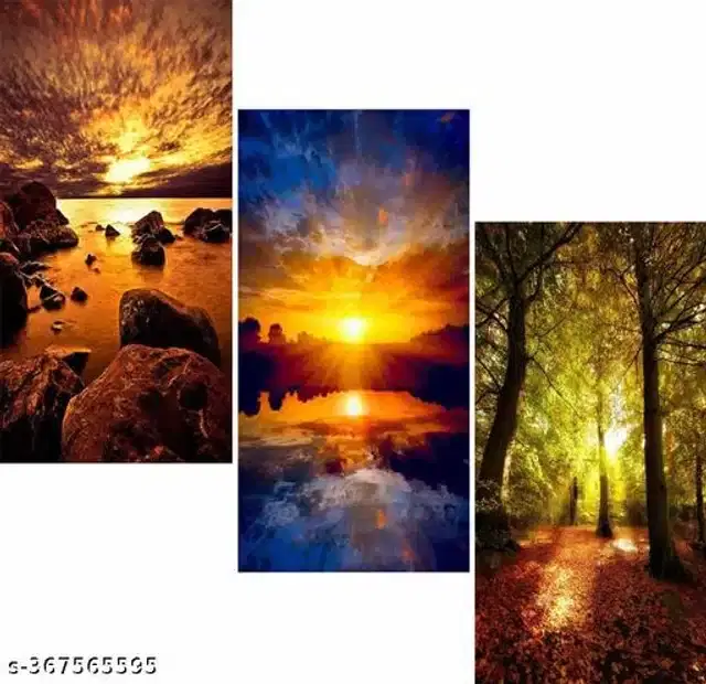 MDF Wooden UV Coated Digital Painitings, Multicolor, 12x18 inches, Pack of 3