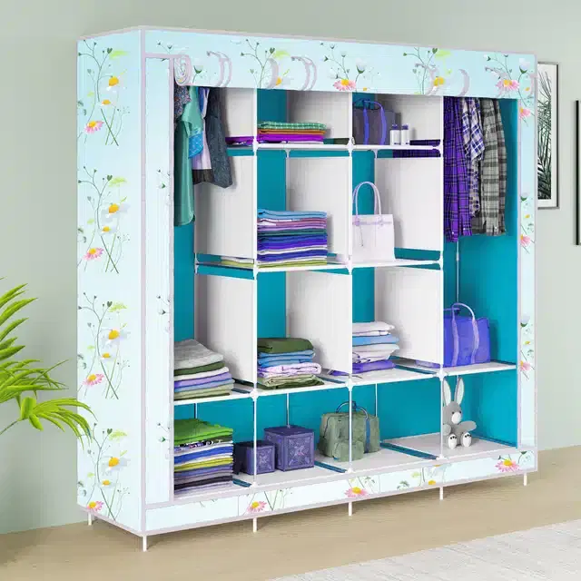 Carbon Steel 3 Door 12 Shelf Printed, Multicolor
