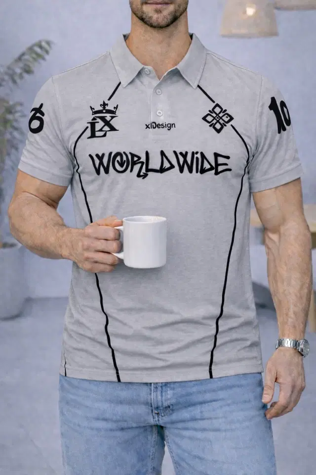 Cotton Blend Printed T-Shirt for Men, Grey (M)