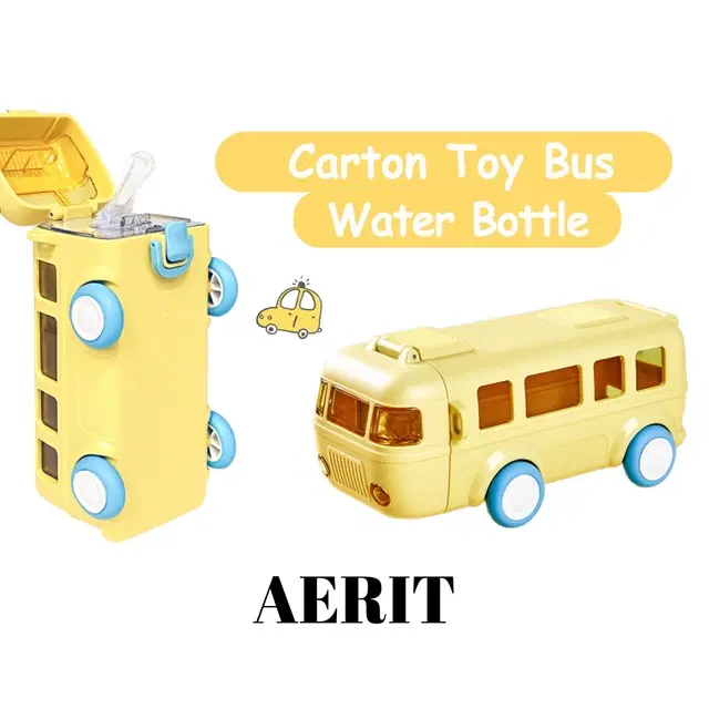 Plastic Bus Shape Sipper Bottle for Kids, Multicolor (1000 ml)