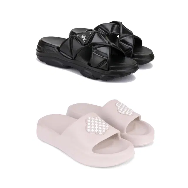 Sliders for Women, Set of 2 (Multicolor, 5)