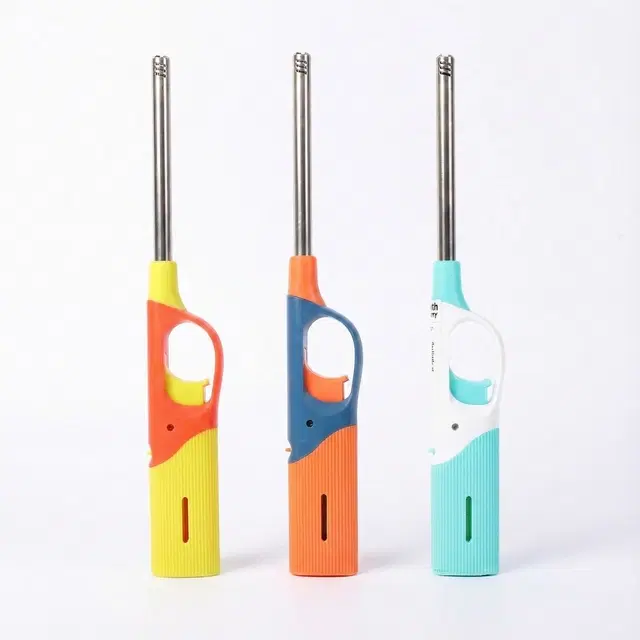 Stainless Steel Gas Flame Lighter, Multicolorm Pack of 3