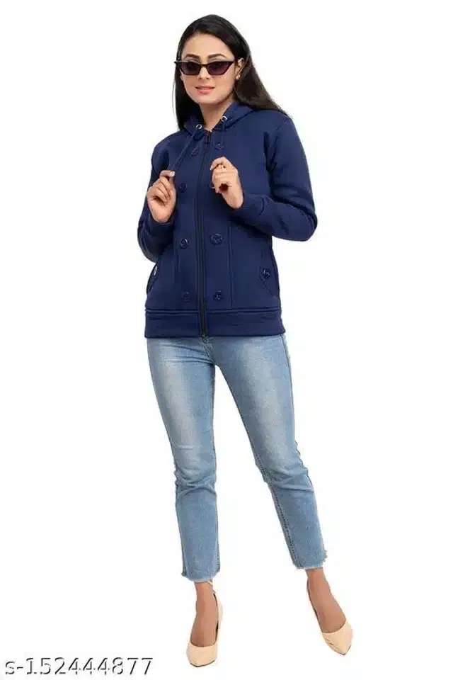 Polyester Sweater for Women (Blue, S)